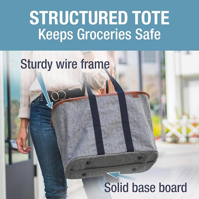 CleverMade Collapsible Tote LUXE, 30L Structured Tote Bag with Handles | Pack It All Without the Floppy-Bag Fight | Steel Rim Stays Open, Soft Grips Carry 30 lb, and Tote Folds to 1.5 Inches - Image 2
