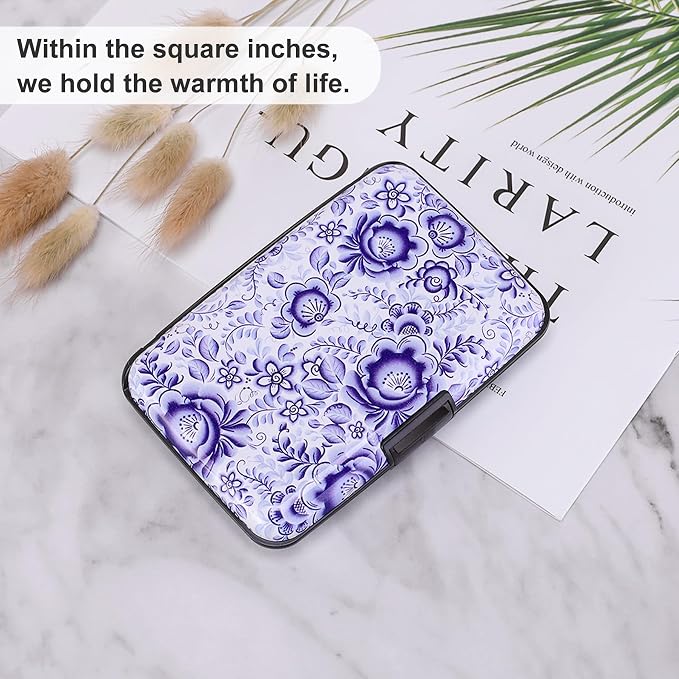 Mini RFID Aluminum Wallet Credit Cards Holder Business Card Case Metal ID Case for Men Women (Camellia) - Image 6
