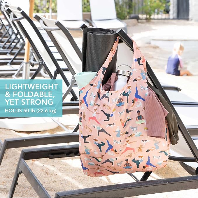 Bumkins Reusable Grocery Shopping Tote Bag for Women, Large Boho Style with Handles, Foldable, Washable, Shoulder Straps - Image 3