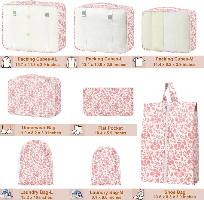 Packing Cubes for Travel - 8 Set Luggage Organizer Bags for Family, Mesh Breathable Packing Cubes for Suitcases Durable Travel Essentials Bags Set - Image 2