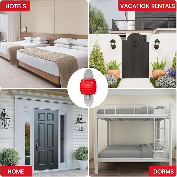 Portable Door Lock for Travel & Home - Hotel Door Locks for Travelers Security, Durable Travel Safety Device for Apartment Airbnb College, Home Security, Travel Essentials, Easy to Use - Image 8