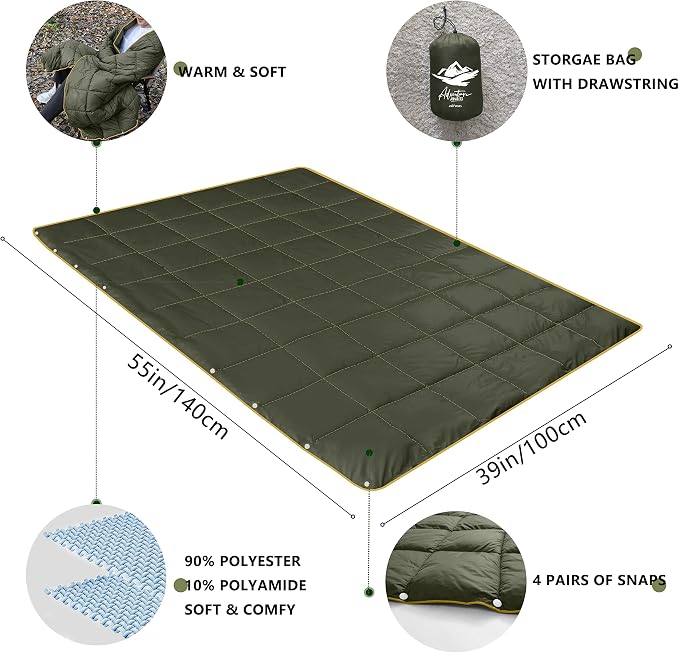 Mini Camping Blanket,Lightweight Puffy Blanket Packable Down Alternative Throw Blanket Waterproof Windproof for Outdoors, Travel, Beach, Airplane, Hiking - Image 3
