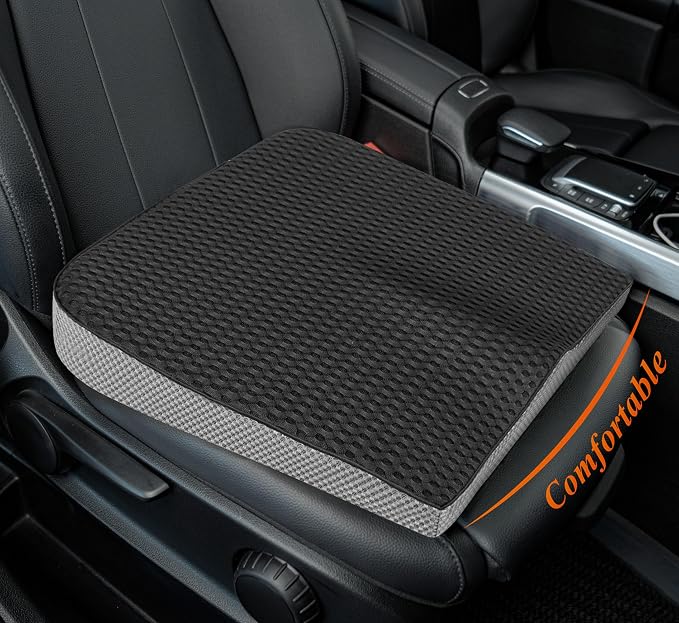 kingphenix Memory Foam Car Seat Cushion for Driving Comfort and Office Use | Coccyx and Lower Back Pressure Relief, Seat Cushion for Car, Truck, SUV, Long Drives and Office Chair, 4D Mesh Classic Black by kingphenix