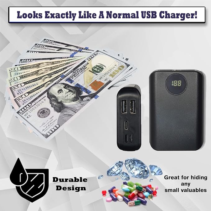 Secret Stash Portable USB Charger Diversion Safe - Money Hiding Gadgets Secret storage Safe Containers, Hidden Compartment Items Money Hider for Travel Hiding Places for Valuables Containers Traveling - Image 4