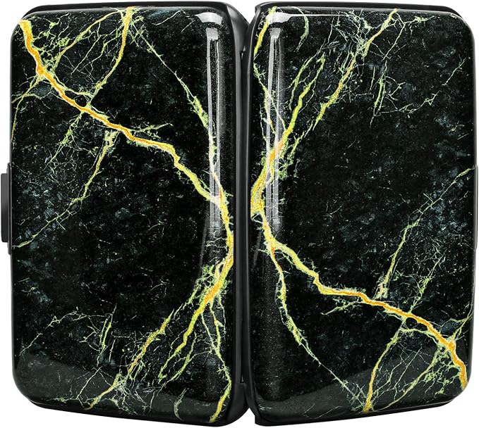 Mini RFID Aluminum Wallet Credit Cards Holder Business Card Case Metal ID Case for Men Women (Black Marble) | Mini RFID Aluminum Wallet Credit Cards Holder Business Card Case Metal ID Case for Men Women - Image 3