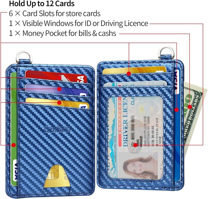 Slim Minimalist Front Pocket Wallet, RFID Blocking Credit Card Holder Wallet with Detachable D-Shackle for Men Women - Image 6