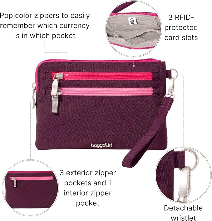 Baggallini Women's Rfid Currency Organizer Wristlet - Image 2