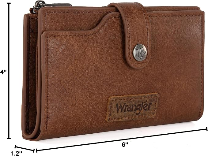 Wrangler Wallet for Women Bifold Card Holder with Zipper and ID Window - Image 7