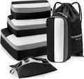 6 Set Compression Packing Cubes for Travel, Lightweight and Space-Saving Luggage Organizer Bags, Sturdy Travel Essentials for Suitcase, Black by KOOKOOMIA