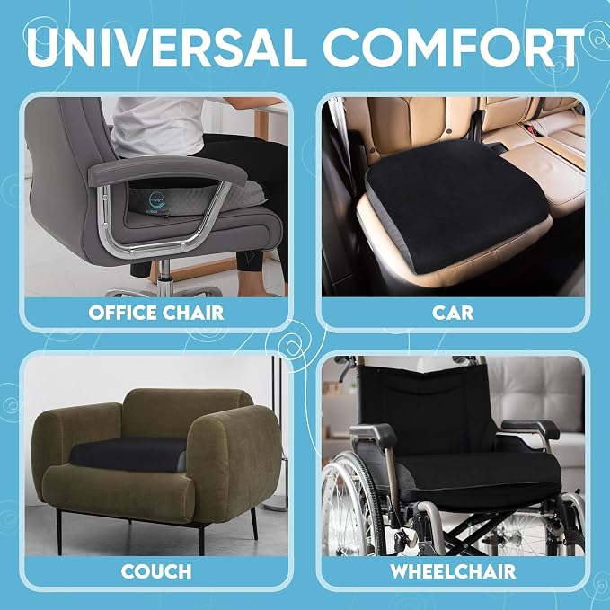 Large Seat Cushion (19” x 17” x 3”) Memory Foam for Office Chair, Wheelchair Cushions, Floor Pillow | Cushion Back Pain Coccyx Pain Relief | Plush Velvet Cover with Carry Handle - Image 4