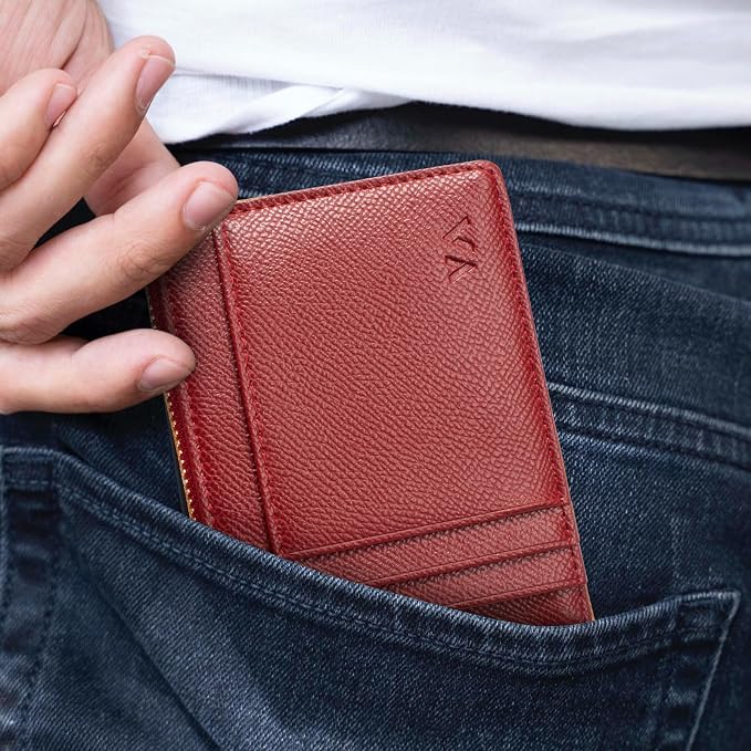 Valentoria Slim RFID Blocking Card Holder Small Pocket Wallet Keychian Zipper Coin Purse Mini Cash & Coin & Cards Case for Women Men | Slim - Image 5