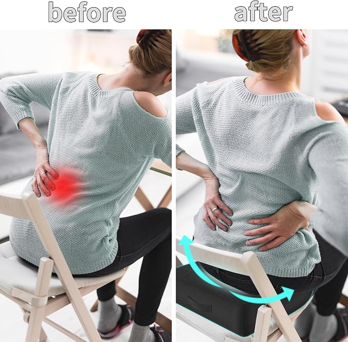 Height-Adjustable Seat Cushion-15.7x15.7x4.7inches Improved Model with Adjustable Height Breathable Nylon mesh Fabric Ergonomic Design Suitable for use in Cars, Offices, and Outdoors - Image 5