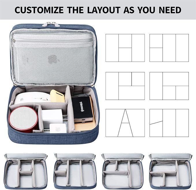 Lanola Travel Cable Organizer Bag, Electronic Accessories Case Portable Double Layer Cable Storage Bag for Cord, Charger, Flash Drive, Phone, SD Card,Personal Items - (Dark Blue) - Image 4