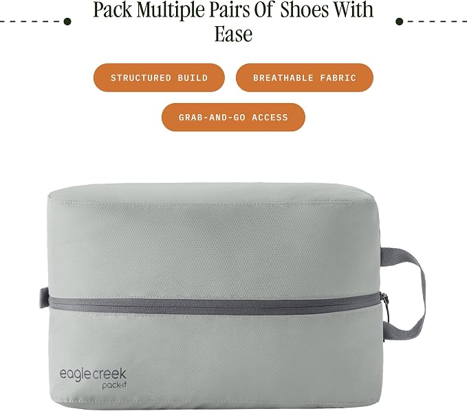 Eagle Creek Pack-It Reveal Multi Shoe Cube, Storm Grey | Dual-Compartment Shoe Cube for Optimizing Luggage Space, Travel-Friendly, Easy-Grab Zipper, Quick Grab Handle, Lightweight - Image 2