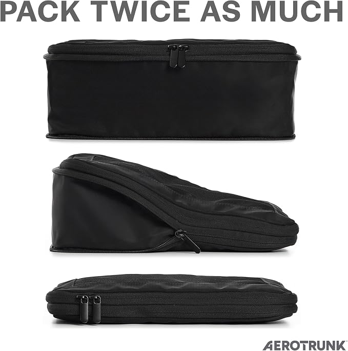 Compression Packing Cubes for Travel - Luggage Organizer Bags - Double Zipper Packing Cubes for Suitcases (12-Pack, Black) - Image 2