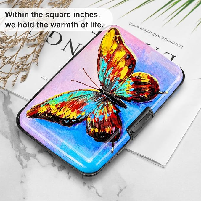 RFID Blocking Credit Card Protector Aluminum ID Case Hard Shell Business Card Holders Metal Wallet for Men or Women (One Butterfly) - Image 6