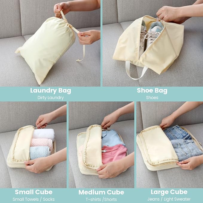 Cambond Compression Packing Cubes for Travel - Luggage Suitcase Organizer | Compression Zip Design for Space-saving, Expandable, Lightweight, Keep Clothes Sorted, Luggage Space Tidy, Carry on Pack Fast - Image 7