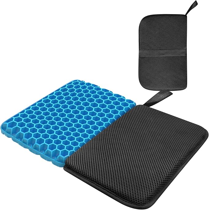 masteymoh Foldable Seat Cushion (15.7" x 11.8") Portable Gel Seat Cushion for Travel with Honeycomb Design, Portable Travel Cushion for Camping, Stadium, Garden, Park Bench or Airplane Seat by masteymoh