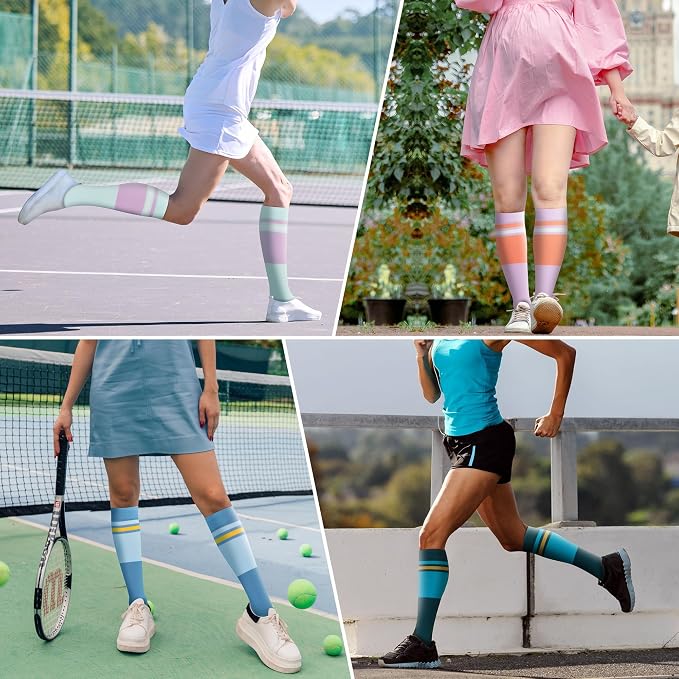 fenglaoda Compression Socks Women Men 4 Pairs, Knee High Support Socks for Running, Sports, Travel, Flight, Nurse - Image 6