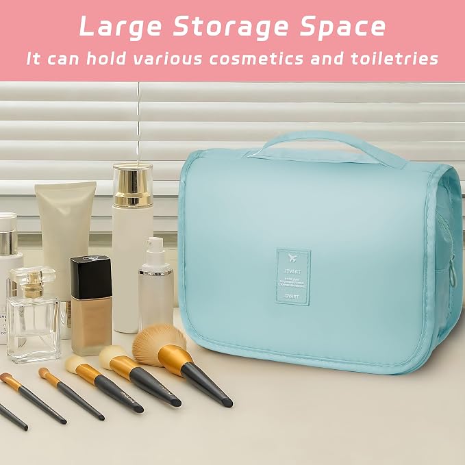 Toiletry Bag Travel Bag with Hanging Hook for Women Men,Light Blue | Waterproof Small Capacity Hanging Multifunctional Makeup Bag for Toiletries, Portable Cosmetic Bag Travel Organizer - Image 6