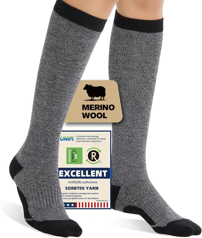 Merino Wool Compression Socks for Women Men 15-20 mmHg for flying | Soft & Breathable for Travel, Running by Unknown