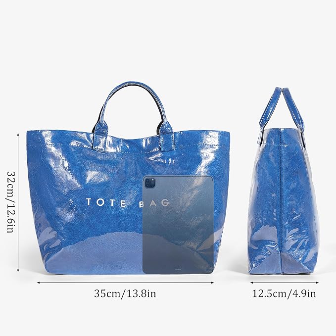 Lushandy PVC Tote Bag for Women Jelly Beach Bag Top Handle Hobo Handbag | Water-Resistant, Wipe Clean, Lightweight - Image 5