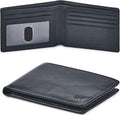 Real Leather Mens Bifold Wallet RFID Blocking Slim Minimalist Front Pocket - Thin & Stylish with ID Window in Gift Box (Nappa, Black) by WiseOwlAccessories