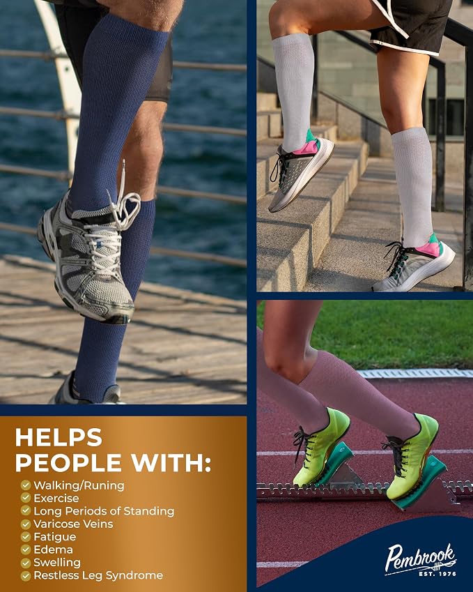 Pembrook 3 Pairs Copper Mens Compression Socks 20-30 mmHg, Running, Hiking, Athletic Cycling, Travel | Circulation Support - Image 4