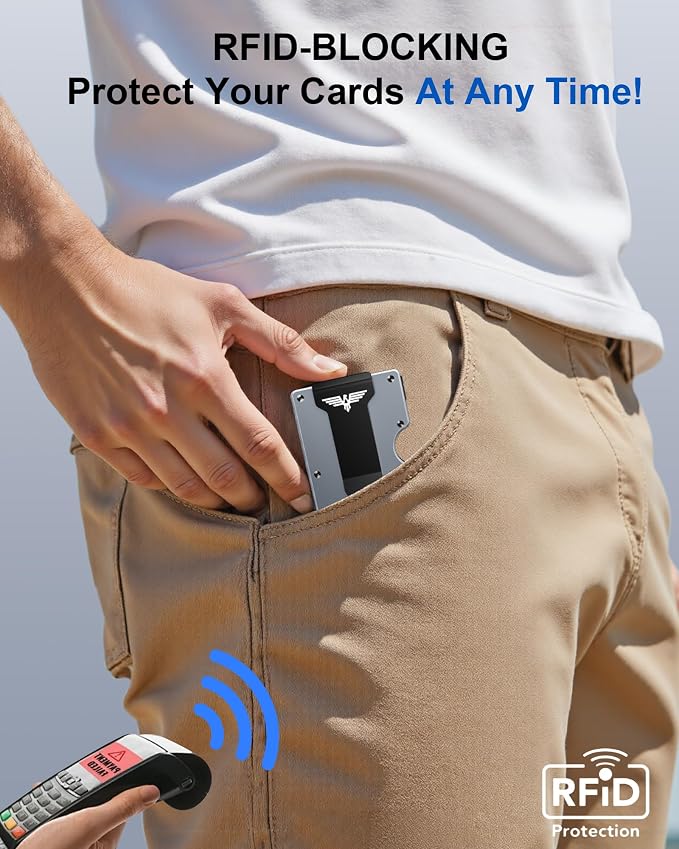 Lenvoten Upgraded Hinged Minimalist Wallet for Men, AirTag Compatible | Slim Metal Aluminum, RFID Blocking Credit Card Holder & Money Clip Holds 20 Cards, Premium Scratch-Resistant Finish - Image 6