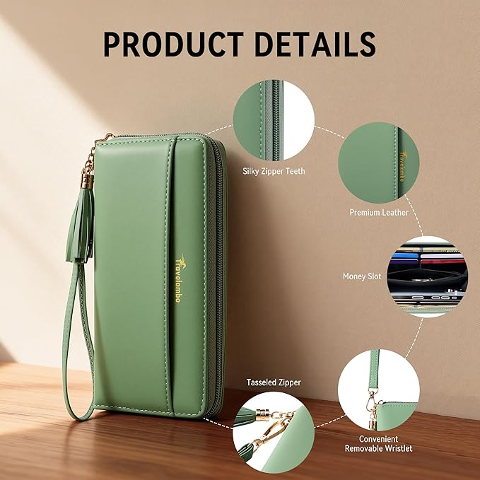 Travelambo Wristlet Wallet Women RFID Bifold Large Capacity Clutch Purse | Tassel, Zipper Coin Pocket, Card Holder Wallet, Gifts for Women - Image 6