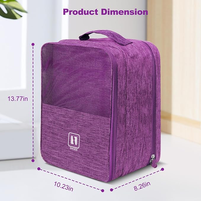 Shoe Bags for Travel,Holds 3 Pairs of Shoes,for Travel&Daily Use | Large Capacity Shoe Travel Bag,Golf Shoe Bag,Portable Dance Shoe Storage Pouch,Sneaker Storage Bag(Purple) - Image 2