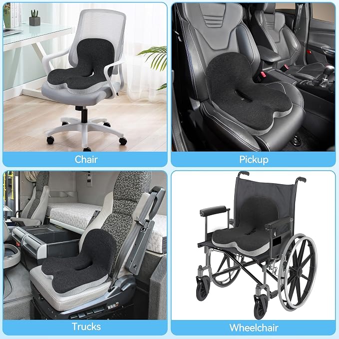 Truck Driver Seat Cushion, Memory Foam L-Shaped Ergonomic Cushion for Office Chairs, Comfort & Support for Long Sitting - Image 7