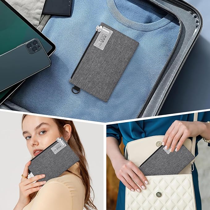 KeeKit Money Bag with Lock, 5 x 8 Inches Lockable Money Bag, Locking Accessories Pouch for Cash, Jewelry, Passports, Medicine, Credit Cards - ‎Grey - Image 8