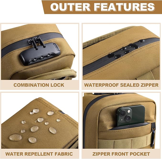 Storage Bag with Combination Lock Travel Medicine Lock Box Carbon Lined Tactical Molle Pouch Mini Money Organizer Container Case - Image 2