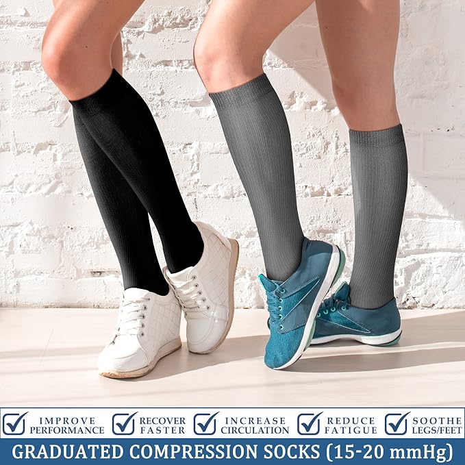 FEYHAY Copper Compression Socks (3 Pairs) 15-20 mmHg Circulation is Best Athletic & Daily for Men & Women, Running, Climbing - Image 2