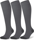 Compression Socks for Women 15-20 mmHg, Viscose from Bamboo, 3-Pair Knee High for Flying, Work & All-Day Comfort by SAIWEYNEE