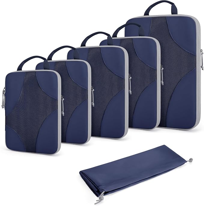 Bagsmart Compression Packing Cubes, Travel Bag Cruise Ship Essentials | Lightweight, Compressible Suitcase Organizer Set fit Standard Carry-On & Checked Luggage, 6 Set, 14 Set Washable Packing Bags by BAGSMART