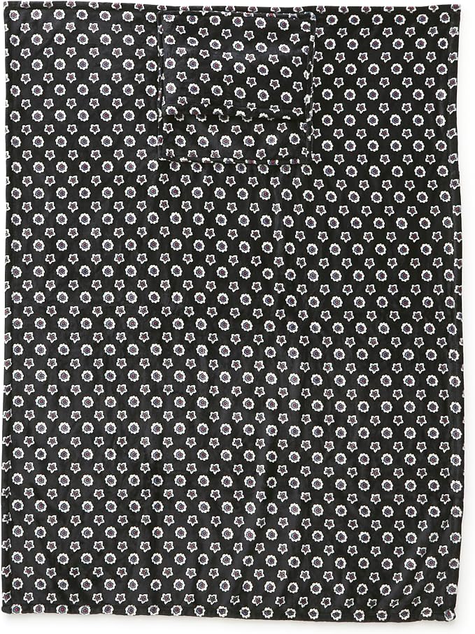 Vera Bradley Women's Fleece Plush Throw Blanket, Mini Flower Dot Black, One Size - Image 2