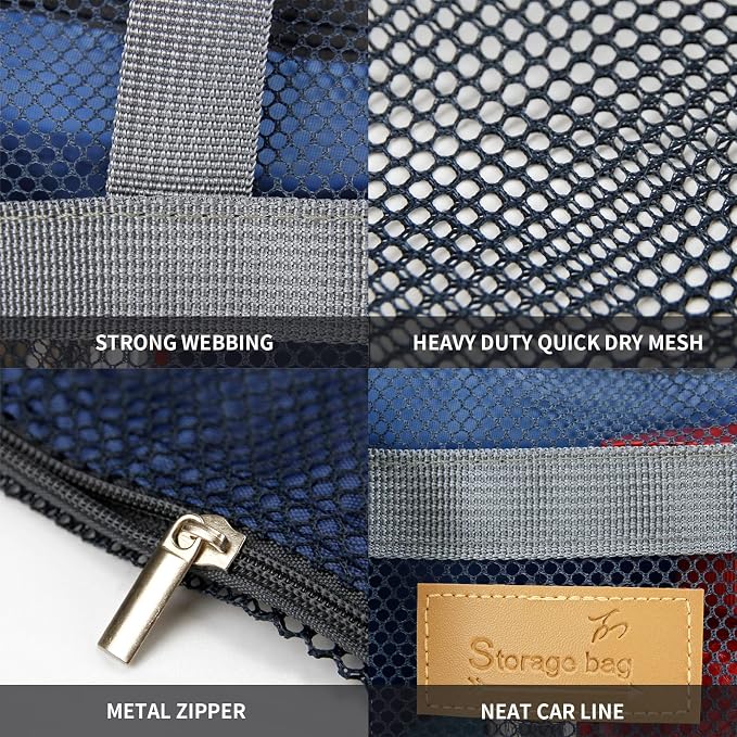 Mesh Shower Caddy Bag Portable Hanging Toiletry and Bath Organizer with Zipper for Travel, Gym, Camping, College Dorms, Beach - Image 6