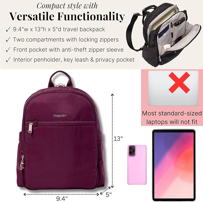 Securtex Anti-Theft Getaway Backpack - 9.4"x13"x5" Travel Safe Bag w/Locking Zippers, Slash-Resistant, RFID - Image 3