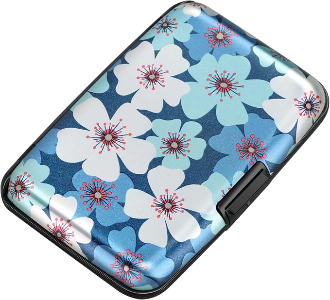RFID Aluminum Wallet Credit Card Protector Case Holder for Men Women | Mini RFID Aluminum Wallet Credit Cards Holder Business Card Case Metal ID Case for Men Women(Cherry Blossoms) - Image 7