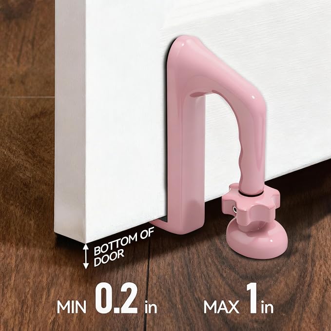 Portable Door Stopper, Aluminum Alloy Anti-Slip Safety Device, Suitable for Personal Protection During Travel or Apartment Living. (Pink) - Image 2