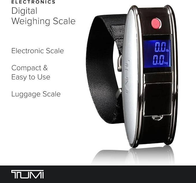 TUMI Scale - Portable, Handheld Digital Luggage Scale - Suitcase Scale Weighs Pounds & Kilograms - Holds up to 100 Lb - Gun Metal/Black - Image 2