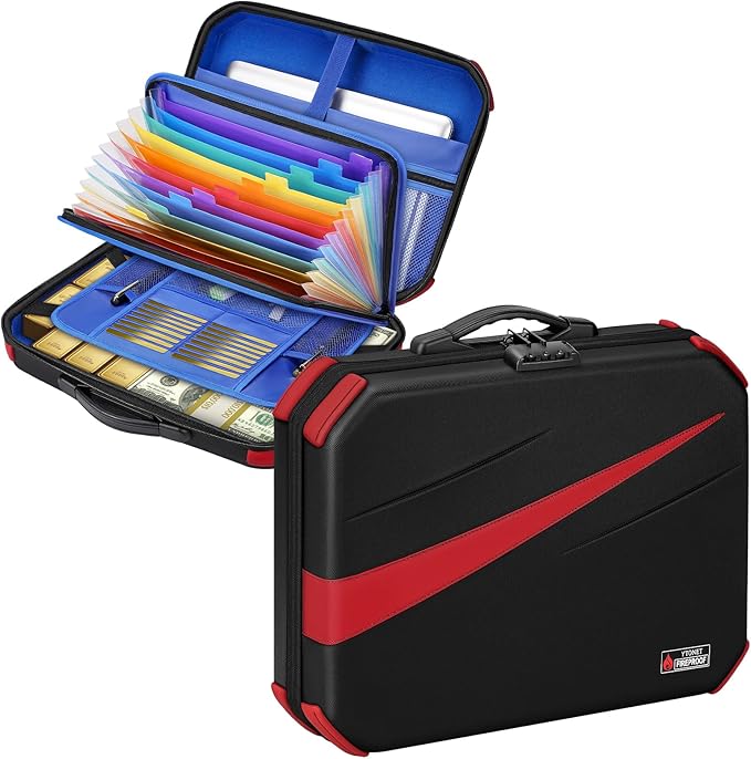 Ytonet Accordion File Organizer, Hard Case Document Organizer Box with Lock | Important Car File Organizer with Removable File Folder, Portable Safe Box for Home Travel for Letter Size Files by YTONET