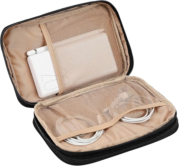 NISHEL Electronics Travel Organizer Cord Case, Charger Cable Tech Bag | Double-layer bag keeps chargers, cables, flash drive, and small tech essentials organized for trip, Large, Black - Image 4