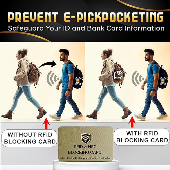 SaiTech IT 2 Pack RFID Blocking Card for Credit Debit ID Card, Golden | Slim Anti-Theft Contactless NFC RFID Blocker Protector, Easily Fit into Wallet and Purse, for Men & Women - Image 3