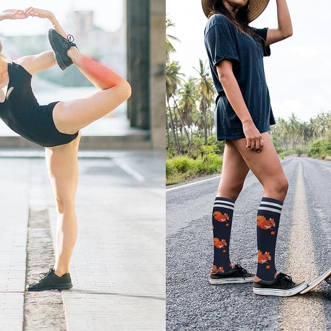fenglaoda Compression Socks Women Men 6 Pairs, Knee High Best Support Circulation Socks for Running, Travel, Flight, Nurse - Image 2