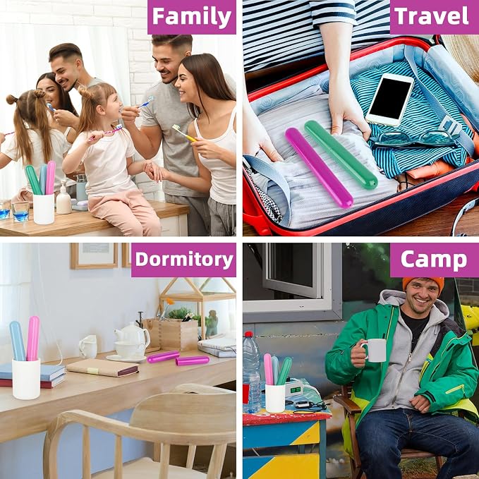 Hooqict 4 Pack Travel Toothbrush Case Portable Travel Toothbrush Holder Plastic Toothbrush Container Protector Cover for Traveling, Camping, Home, School, Business - Image 3
