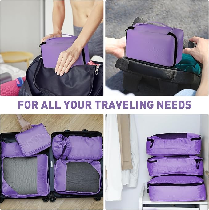 Toncoke 8-Piece Packing Cubes for Travel, 2026 Upgraded Durable Zippers & Reinforced Mesh, Complete Luggage Organizer Set with Shoe/Toiletry/Laundry Bags, 4 Sizes for Suitcase, Men Women, (Purple) - Image 7