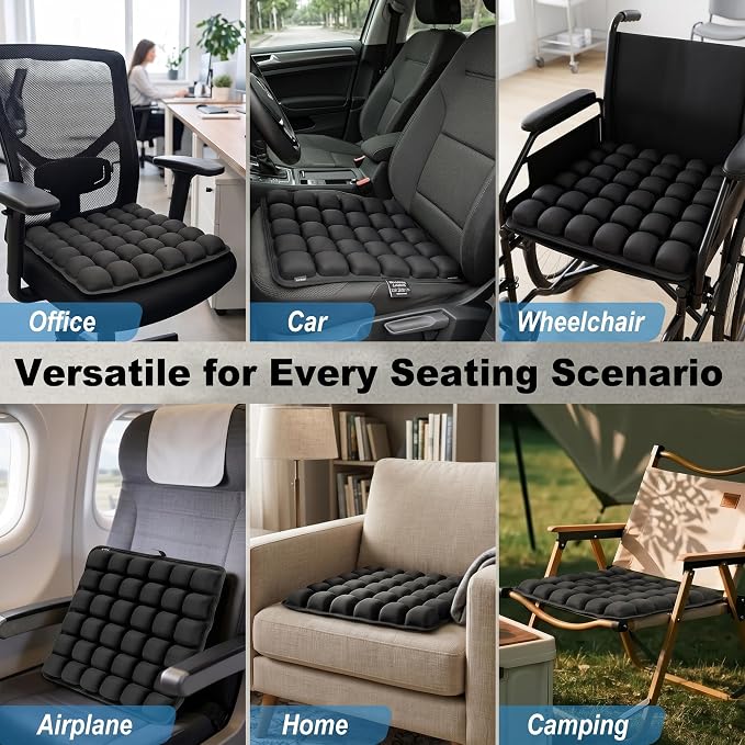 Inflatable Travel Cushion Airplane Seat Pressure Relief 3D Airbag | 36-cell Split, No need air pump, Ergonomic support, Portable foldable with storage bag, For long flights camping wheelchair - Image 8